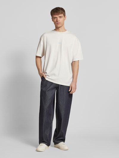 Hugo Blue Oversized T-Shirt mit Label-Detail Modell 'Nalono' Offwhite 1