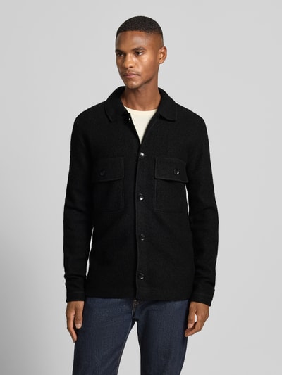 SELECTED HOMME Regular fit overhemdjack van zuivere wol, model 'NEALY' Zwart - 4