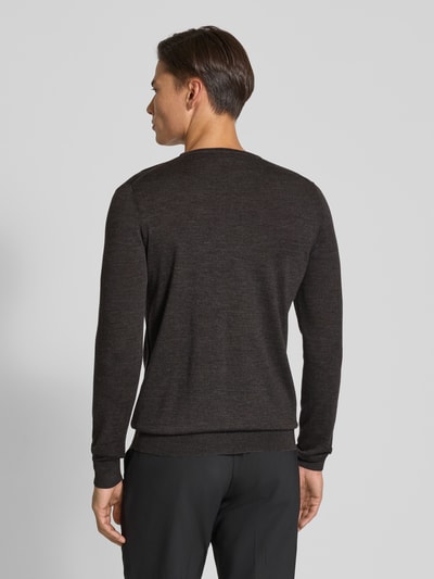 Profuomo Pullover aus Merinowolle mit Rundhalsausschnitt Schoko 5