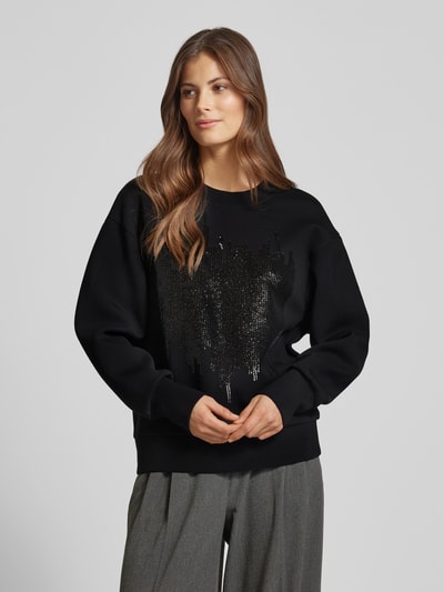 MOS MOSH Sweatshirt met pailletten, model 'Dakota' Zwart - 4