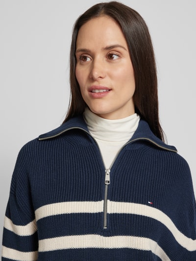 Tommy Hilfiger Gebreide pullover met schipperskraag, model 'CARDI STITCH' Donkerblauw - 3