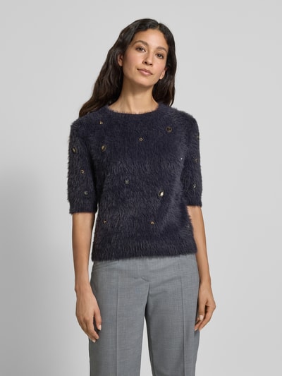 Luisa Cerano Regular Fit Strickpullover mit Zier-Applikationen Marine 4
