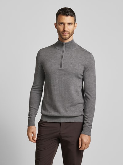 JOOP! Collection Sweter z dzianiny z kołnierzem model ‘Dario’ Średnioszary 4