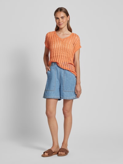 Soyaconcept Strickshirt mit V-Ausschnitt Modell 'Eman' Orange 1