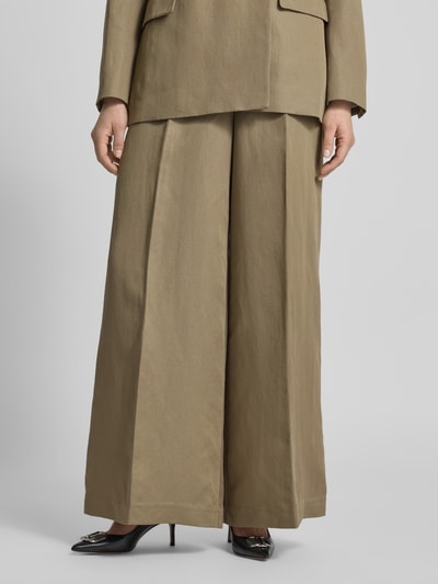 Ivy Oak Spodnie materiałowe z szeroką nogawką w kant model ‘PIERA ANN’ Khaki 4