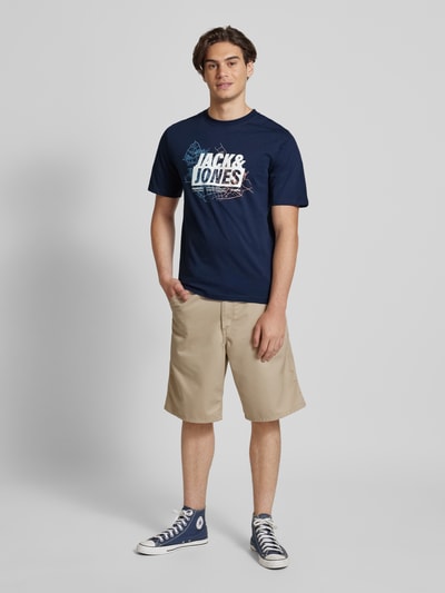 Jack & Jones T-shirt z nadrukiem z logo Ciemnoniebieski 1