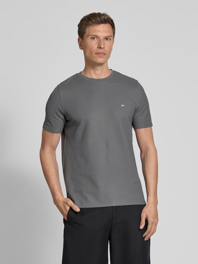 Fynch-Hatton T-shirt met logostitching Antraciet - 4