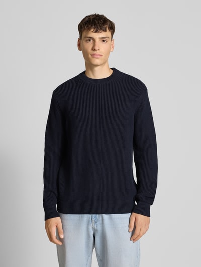 Replay Strickpullover mit gerippten Abschlüssen Marine 4