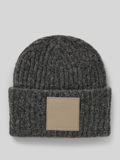 MaxMara Leisure Czapka beanie z naszywką z logo model ‘BASTIA’ Antracytowy 1