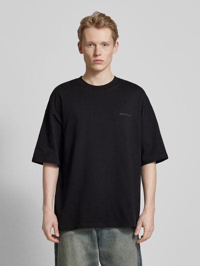 REVIEW Oversized T-Shirt mit Label-Print Black 4