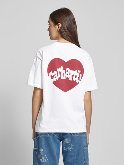 Carhartt Work In Progress Oversized T-shirt met labelprint, model 'AMOUR' Wit - 5