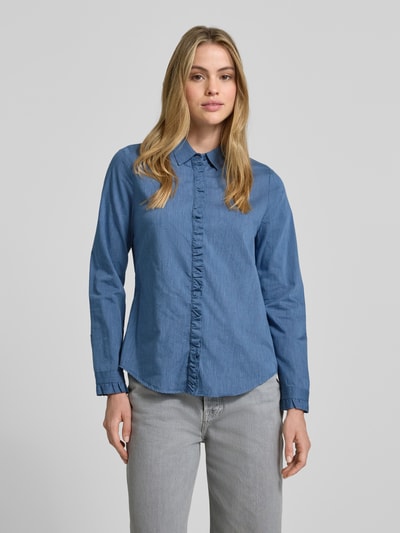 ETERNA Relaxed Fit Hemdbluse mit Rüschenbesatz Marine 4