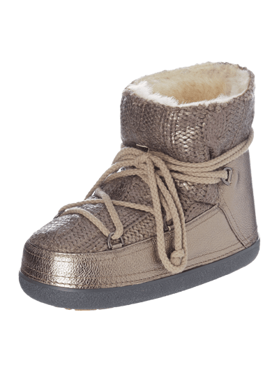 INUIKII Lederboots mit Strickbesatz Metallic Braun 1