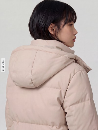 VERO MODA Steppjacke mit abnehmbarer Kapuze Beige 3