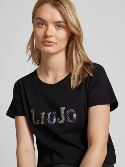 LIU JO SPORT T-Shirt mit Ziersteinbesatz und Rundhalsausschnitt Black 3