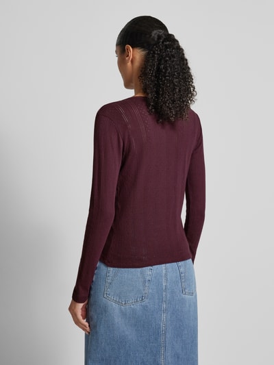 Vero Moda Slim fit shirt met lange mouwen van puur katoen met fijn ajourpatroon, model 'LISA' Bordeaux - 5