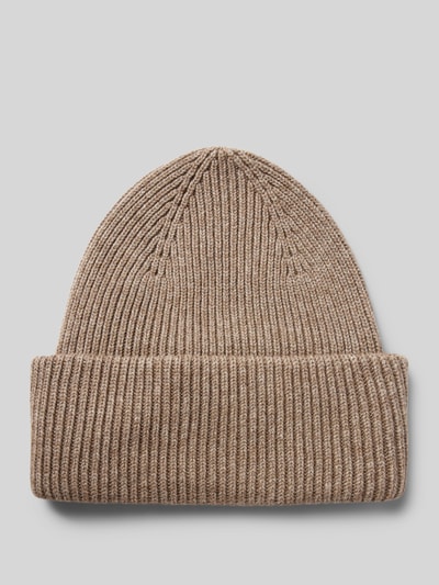 Profuomo Beanie mit breitem Umschlag Dunkelbraun Melange 1