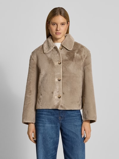 Selected Regular fit jas van imitatiebont met platte kraag Model 'NEW CILO' Beige - 4