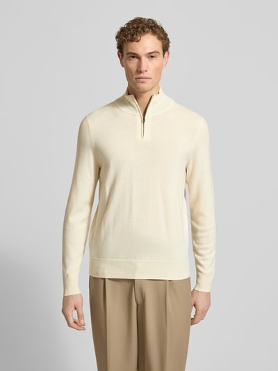 BOSS Regular fit schipperstrui van een mix van scheerwol en kasjmier, model 'HEMARLO' Wit - 4