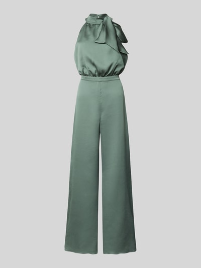 Produktfoto, Jumpsuit mit Schleifen-Detail von Swing in sattem Grün, Regular Fit, Neckholder, glatte Textur, eleganter Look
