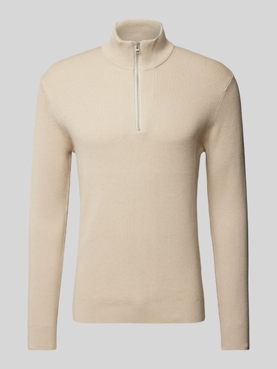 Only & Sons Regular Fit Strickpullover mit Stehkragen Modell 'PHIL' Beige Melange 2