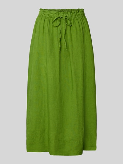 Selected Femme Uitlopende midirok van puur linnen, model 'LINNA' Grasgroen - 2