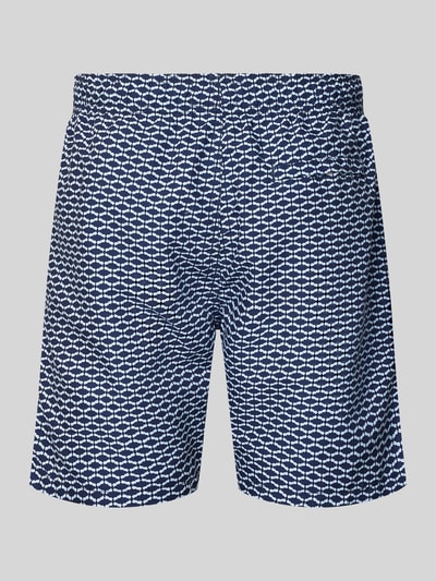 Produktfoto, Badehose im Allover-Look Modell 'Hammam Tile' von Shiwi, Regular-Fit, dunkelblau-weißes Muster, elastischer Bund, Tunnelzug