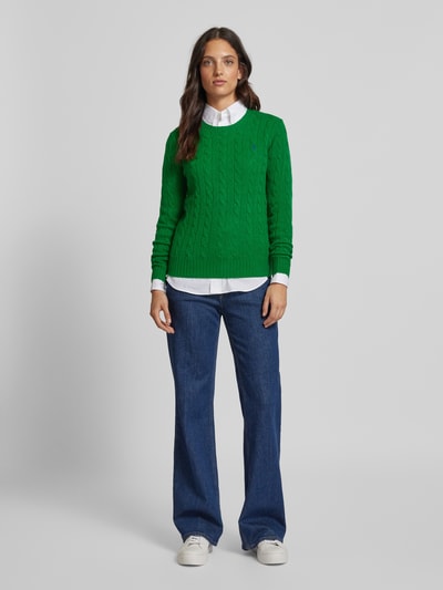 Polo Ralph Lauren Pullover met kabelpatroon, model 'JULIANNA' Donkergroen - 1