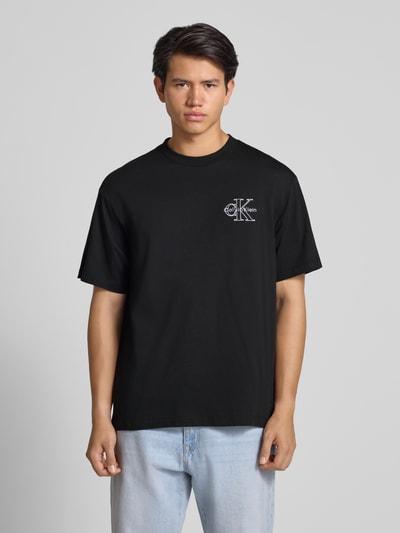 Calvin Klein Jeans Regular Fit T-Shirt mit Logo-Stitching Modell 'Micro' Black 4