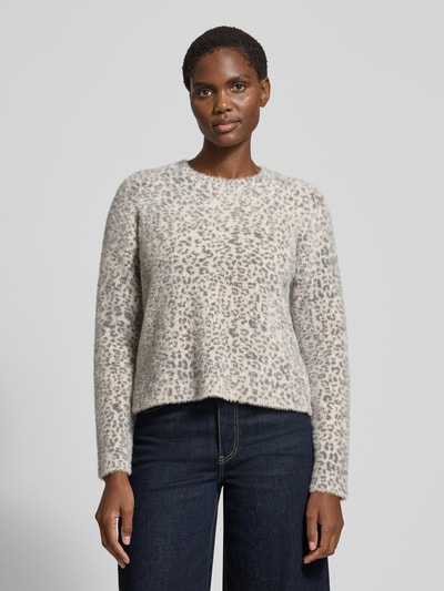 More & More Sweter z dzianiny ze wzorem w panterkę z okrągłym dekoltem Średnioszary 4