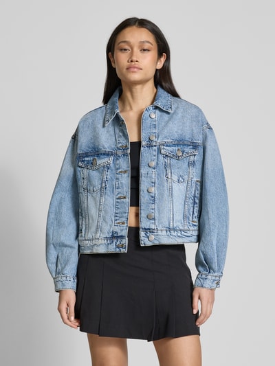 Review Jeansjacke mit Brustpattentaschen Hellblau 4