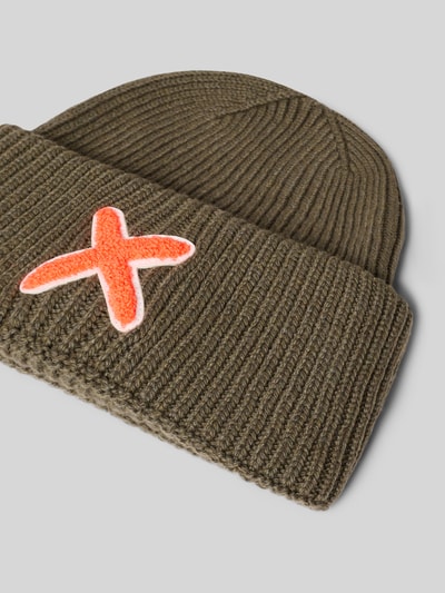UNIO HAMBURG Mütze aus Schurwolle-Kaschmir-Mix mit Motiv-Stitching Khaki 2
