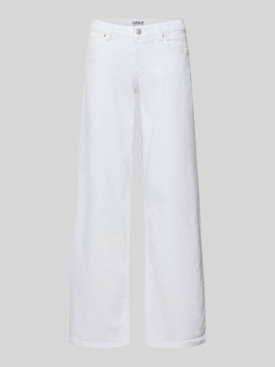 Productfoto, Wide Leg Jeans uit katoenmix model 'JUDY-O' van Only, uni look, wide leg fit, 5-pocket denim met riemlussen en knoopgulp.