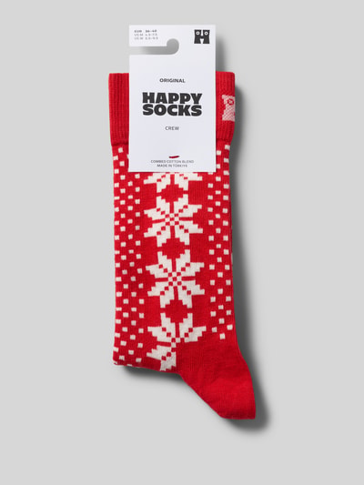 Happy Socks Socken mit Label-Print Modell 'Isle Stars' Rot 3