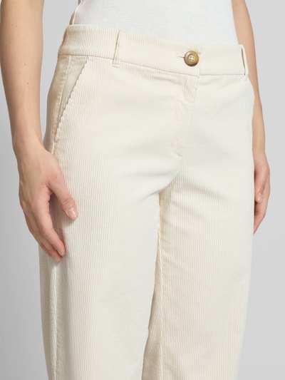 Christian Berg Woman Loose fit corduroy broek met plooien Offwhite - 3