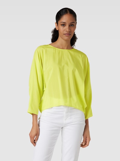 Drykorn Blouse met afgeronde zoom, model 'NIALINI' Neongeel gemêleerd - 4