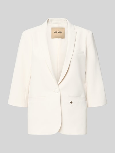 Produktfoto, Regular Fit Blazer mit 3/4-Arm Modell 'Junie Miley' von MOS MOSH in Cremeweiß mit Reverskragen und Knopfverschluss, glatte Struktur