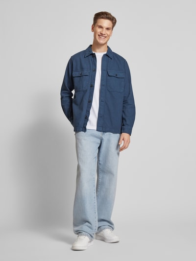 Only & Sons Regular Fit Freizeithemd mit New-Kent-Kragen Modell 'OLIVER' Dunkelblau 1