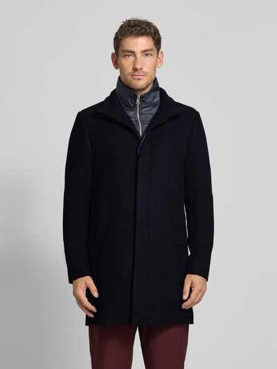 Matinique Lange jas met opstaande kraag, model 'Harvey' Marineblauw - 4