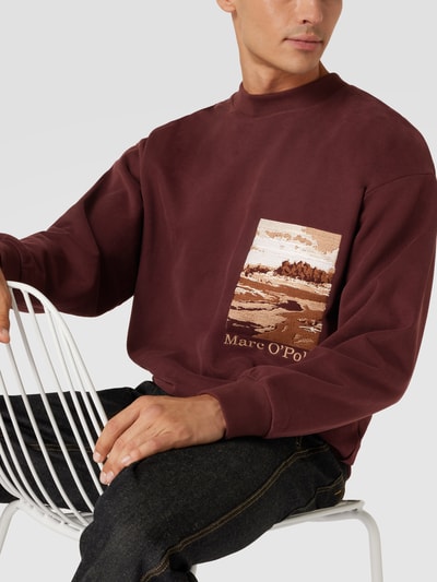 Marc O'Polo Sweatshirt mit Logo-Stitching Modell 'Placed Artwok Sweat' Bordeaux Rot 3