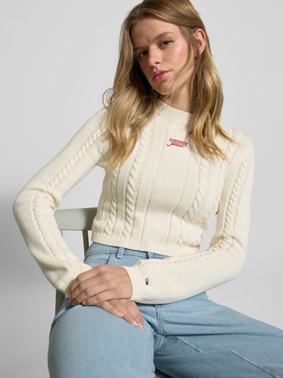 Tommy Jeans Strickpullover mit Label-Stitching Offwhite 3