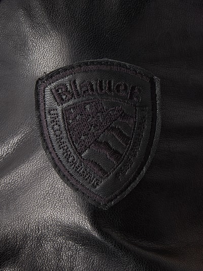 Blauer Usa Lederjacke mit Reißverschlusstaschen  Black 2