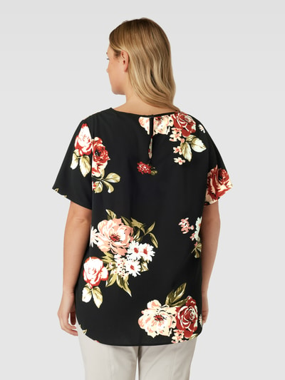 ONLY CARMAKOMA PLUS SIZE blouseshirt met all-over bloemenmotief, model 'VICA' Zwart - 5