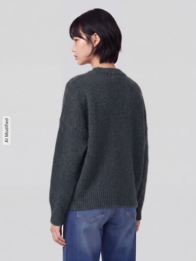 VERO MODA Oversized Pullover mit Woll-Anteil Modell 'BOOM' Dunkelgruen 5