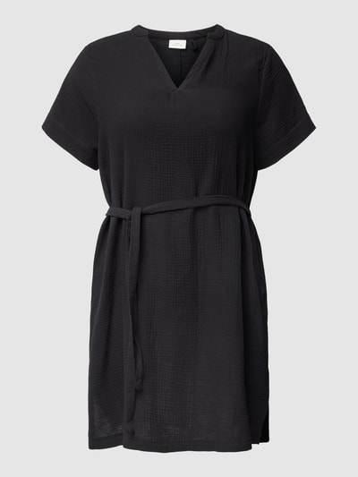 ONLY CARMAKOMA Sukienka PLUS SIZE o długości do kolan z kołnierzem z lamówką model ‘THEIS’ Czarny 1