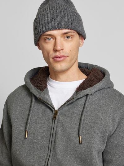 Superdry Sweatjack met labelstitching, model 'Borg' Antraciet gemêleerd - 3