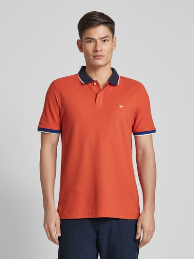 Fynch-Hatton Regular Fit Poloshirt mit Kontrastbesatz Koralle Melange 4