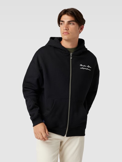 PEQUS Sweatjacke aus Baumwolle mit Statement-Print Modell 'Mykonos' Black 4