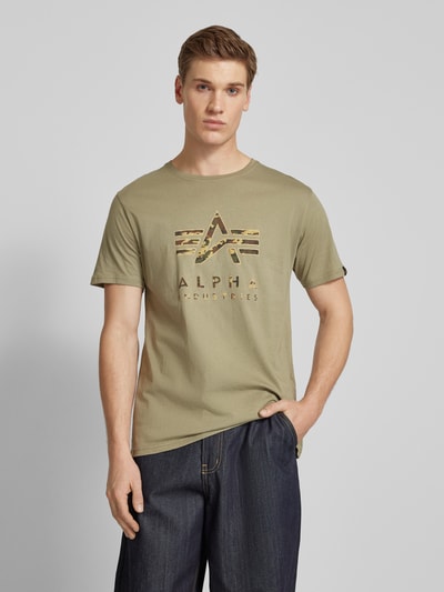 Alpha Industries T-shirt met labelprint Olijfgroen - 4