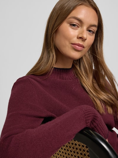 Christian Berg Woman Regular fit shirt met lange mouwen van zuivere wol in gebreide look Bordeaux - 3